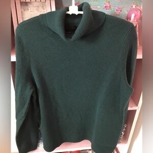 Charter Club Emerald blue green 100% cashmere turtleneck sweater ladies med EUC